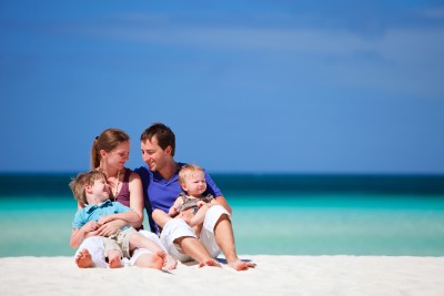 Young family on the beach